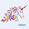 Horse unicorn stylized drawing in rainbow color logo icon vector