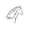Horse vector illustration - black and white outline. beautiful horse, horse icon, vector sketch illustration, the horse is