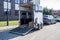 Horse vehicle . Carriage for horses . Auto trailer