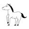 Horse wildlife cute animal cartoon in black and white