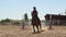 Horse woman jumps through the barrier on horseback slow motion