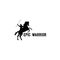 Horseback Knight Silhouette, Horse Warrior Paladin Medieval logo design