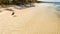 Horseback rider on the beach Aerial view.