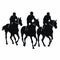 Horseback rider black icon on white background. Race horsemen silhouette