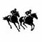 Horseback rider black icon on white background. Race horsemen silhouette