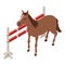 Horseback riding icon isometric vector. Racing horse near equestrian fence icon