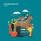 Horseback riding vector flat style design illustration