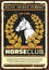 Horserace club horse, jockey school retro poster