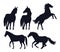 horses black animals silhouettes isolated icons