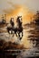 horses brought to life with this thick paint painting on canvas.
