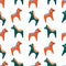 Horses colored seamless pattern