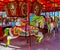 Horses on a Coney Island carousel in Luna Park at historic Coney Island Boardwalk in Brooklyn