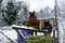 Horses on the farm, snowy weather