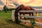 Horses grazing grass on the farm .