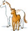 Horses - mare and foal, vector