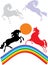 Horses and rainbow