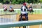 Horses Riders Heading Starting Gates Race Track