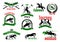 Horses with riders icons for equestrian design