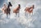 Horses running through storm clouds