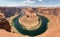 Horseshoe bend on sunny day. Arizona, Colorado river