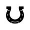 Horseshoe Black Silhouette Icon. Horse Shoe Hoof Retro Steel Glyph Pictogram. Lucky Fortune Flat Symbol. Good Luck