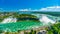 Horseshoe Fall, Niagara Gorge and boat in mist, Niagara Falls, Ontario, Canada