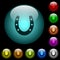 Horseshoe icons in color illuminated glass buttons