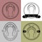Horseshoe logos in different styles. With the inscription- your luck.