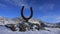 Horseshoe statue on Mount Hoven Skylift in Vestland in Norway