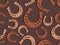 Horseshoes seamless pattern. Irish symbol of good luck. Background for greeting card, wrapping paper, promotional materials.