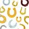 Horseshoes seamless pattern vector illustration. Icons of old and new vintage horseshoe for equestrian sport or lucky