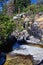 Horsetail Falls cascade down the cliffs in Lone Peak Wilderness along the Wasatch Front Rocky Mountains, Alpine Utah.