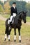 Horsewoman jockey in uniform with horse