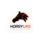 Horsylike logo, head horse fire and hand vector