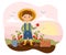 Horticulture concept with young boy in garden