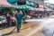 Hosing down at Khlong Toei market