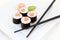 Hosomaki, salmon. Traditional japanese sushi rolls