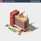 Hospital or Ambulance Building. Isometric Flat Style Vector Illustration.