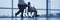 Hospital banner panoramic background blurry medical concept people walking with wheelchair mobility assistance at