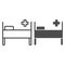 Hospital bed line and glyph icon. Medical care shape and city clinic kip with pillow symbol, outline style pictogram on