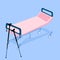 Hospital bed or medical couch vector illustration.Crutches are in emergency room.Injury, bone fractures,lameness and orthopedic pr