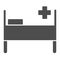 Hospital bed solid icon. Medical care shape and city clinic kip with pillow symbol, glyph style pictogram on white