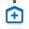 Hospital,blue icon design on white background,clean vector