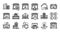 Hospital building, Market buyer and Court building line icons set. Vector