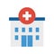 Hospital building, medical icon. Hospital emergency room medical healthcare facility