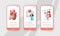 Hospital Cardiology Worker Care Heart Health Mobile App Page Onboard Screen Set Template. Emergency Help First Aid