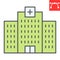 Hospital color line icon, AIDS and building, AIDS center sign vector graphics, editable stroke filled outline icon, eps