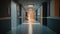 Hospital corridor floor with rooms background, empty space scene, clinic interior tunnel background, hallway, pathway for mock up