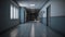 Hospital corridor floor with rooms background, empty space scene, clinic interior tunnel background, hallway, pathway for mock up