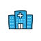 Hospital doodle icon, vector illustration